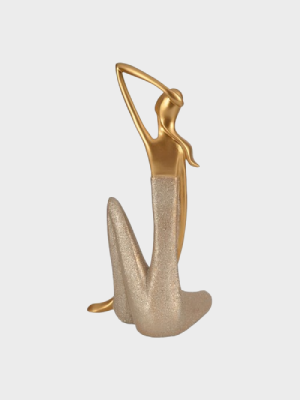 Yoga Lady Figurine 32Cm in Gold